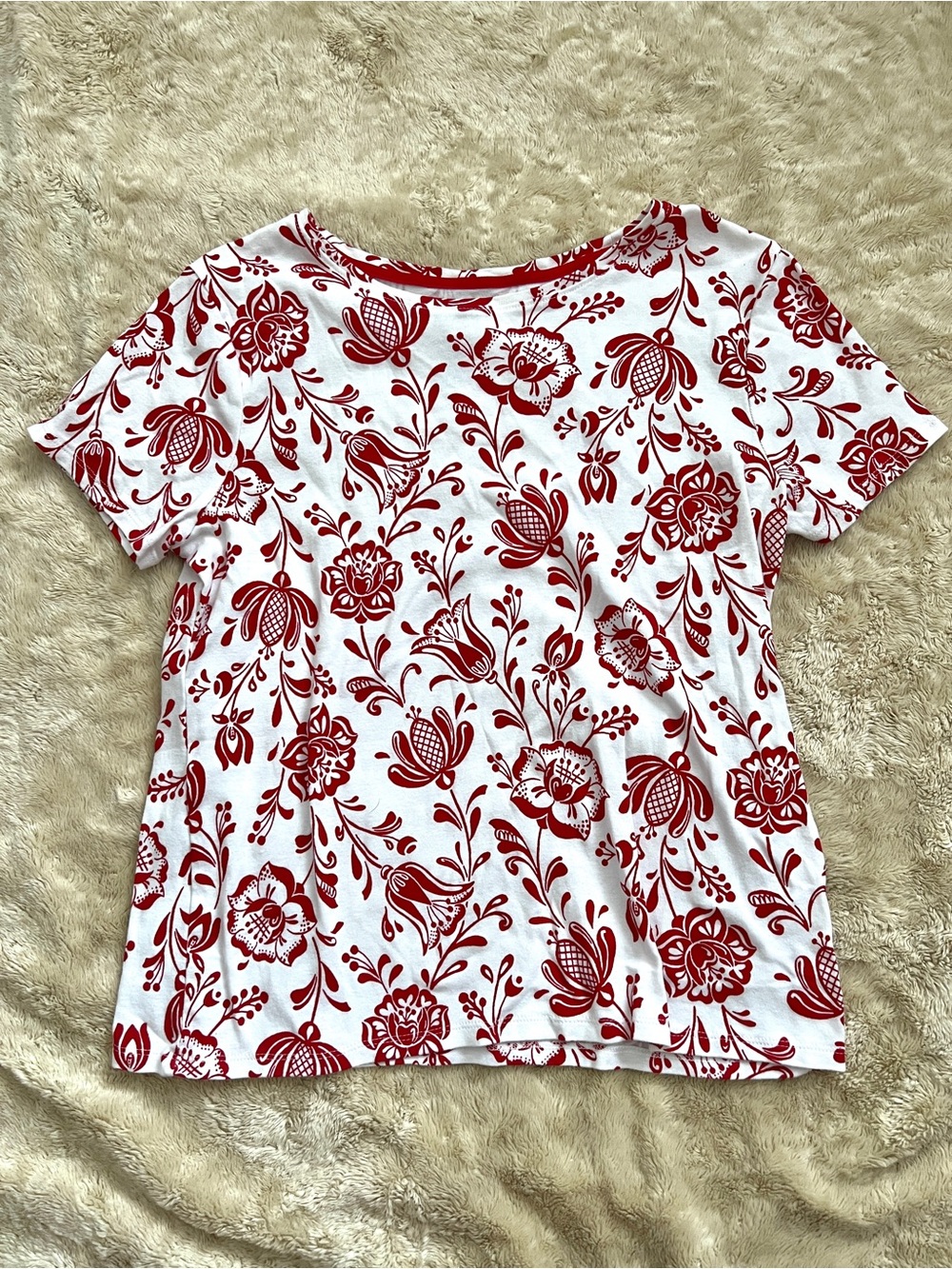CROFT & BARROW Woman's Red & White Short Sleeve Top Size PM